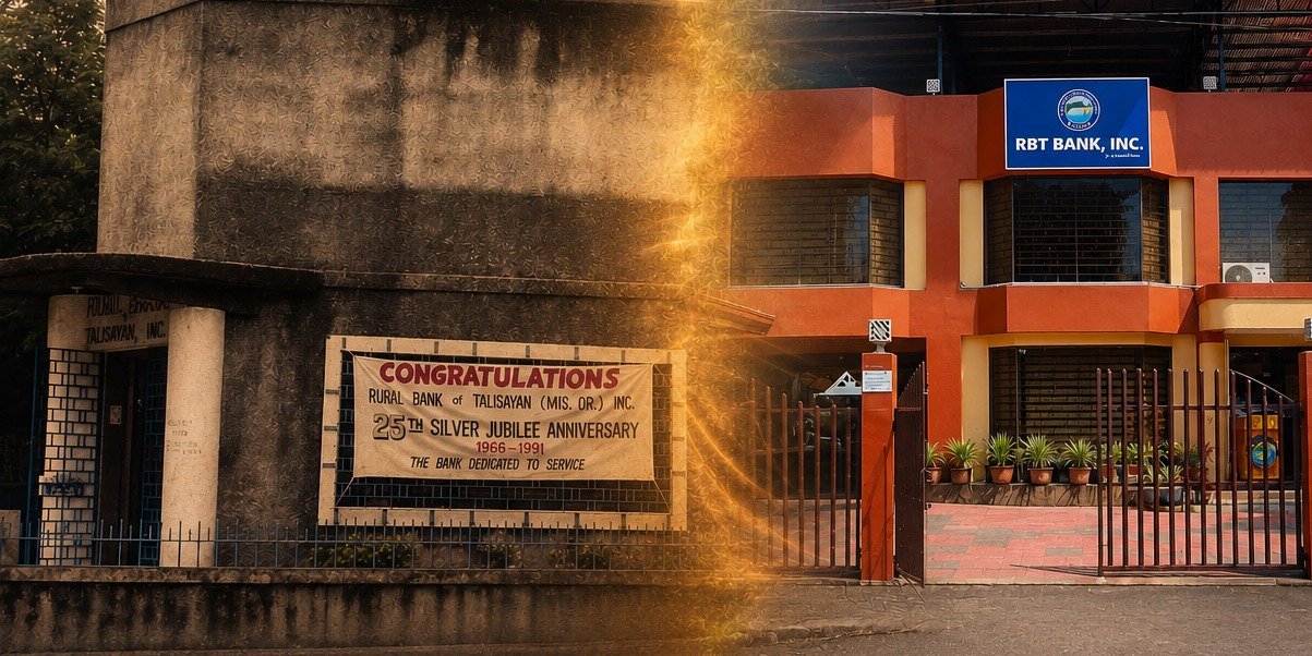 RBT Bank, Inc. then and now — from the original Rural Bank of Talisayan building to today's main branch