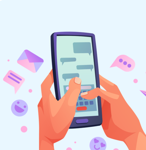 Hands typing on a mobile banking app